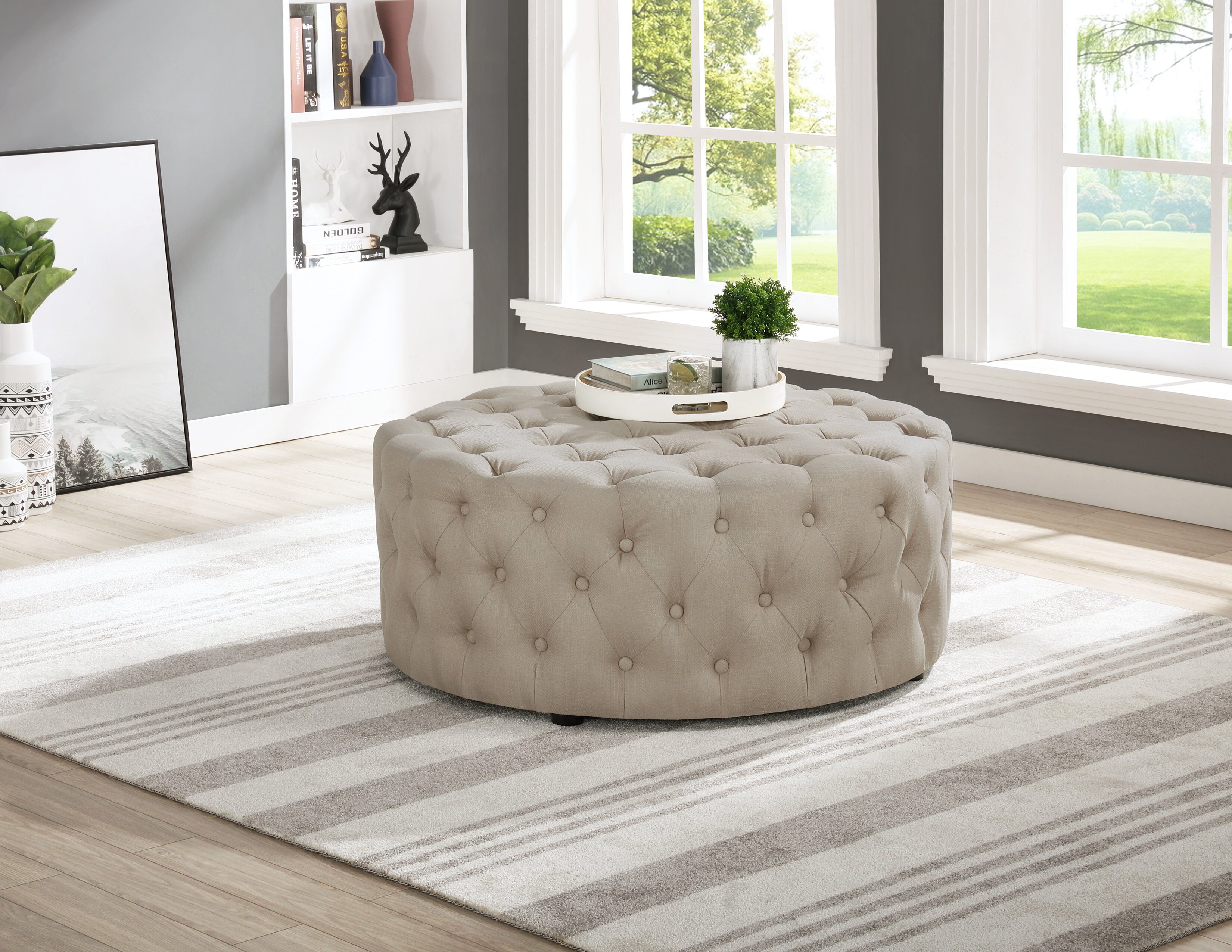 Rosdorf Park Gilbert Tufted Round Cocktail Ottoman Reviews Wayfair